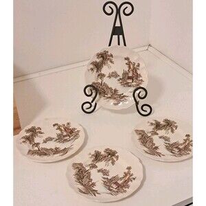 Mid Century Johnson Brothers Old Mill Pattern Set Of Four Bread Plates